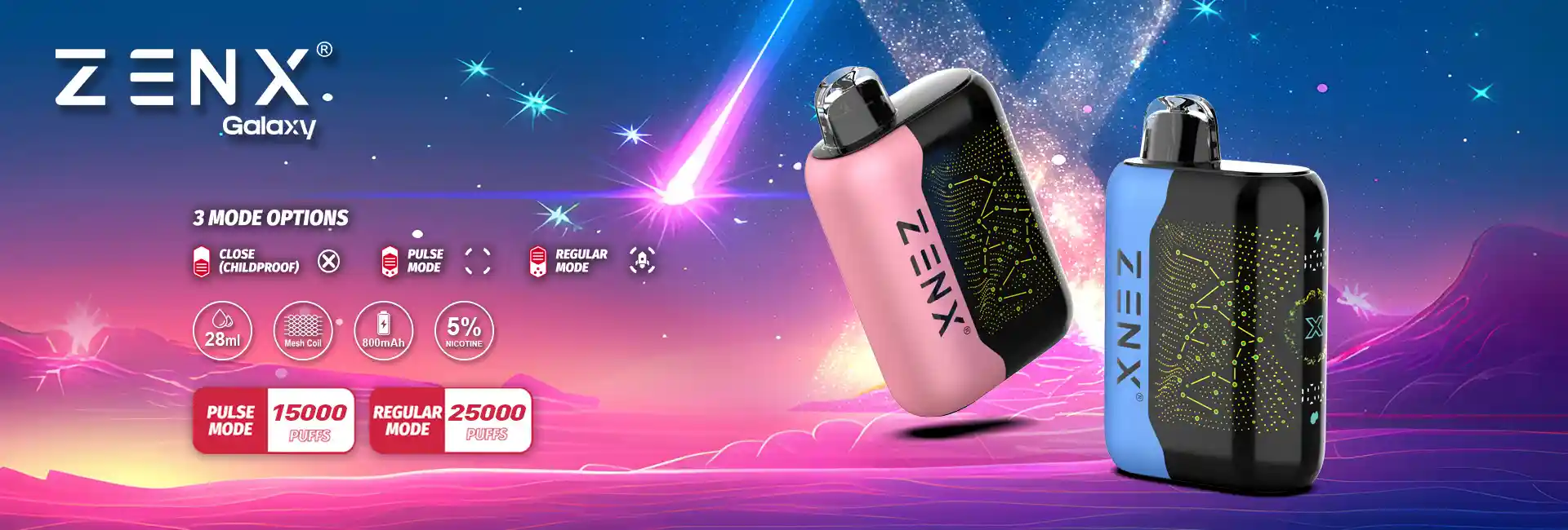 Zenx Galaxy Pulse X 25K Disposable Vape - zenxvape.us