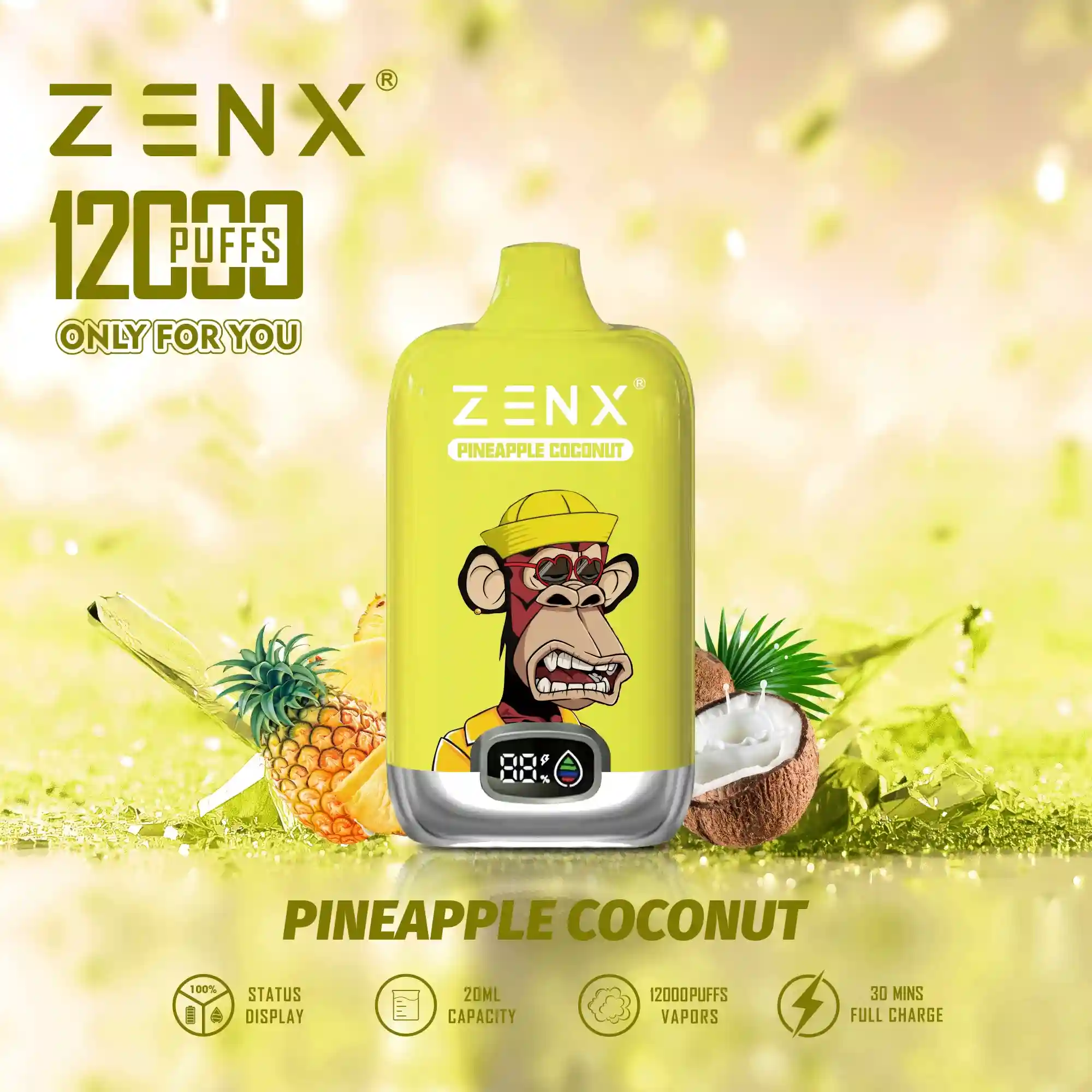 ZENX RandM Tornado NFT Digital Box 12000 Puffs Wegwerp Vape Pod - Pineapple Coconut  Vape - zenxvape.nl