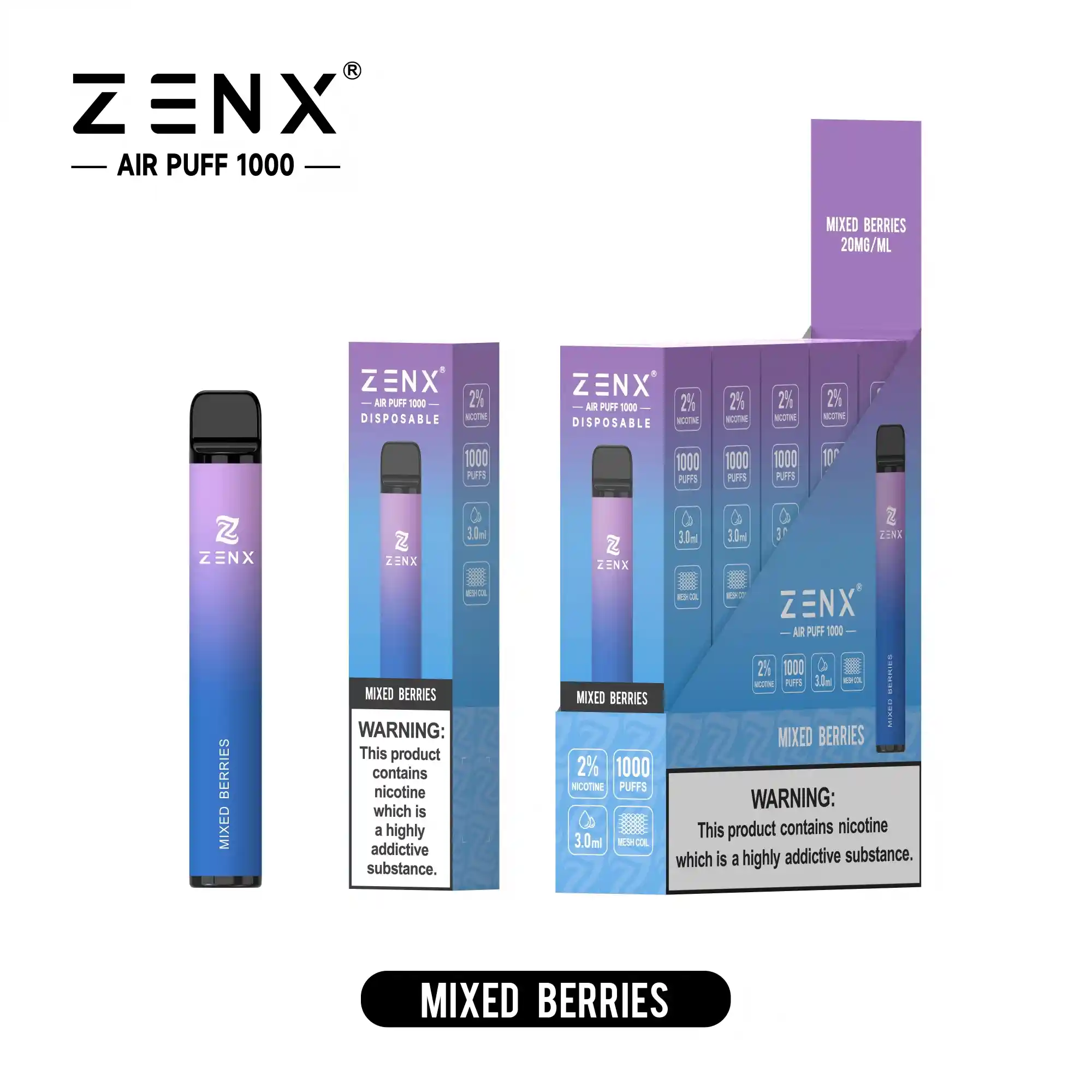ZENX Air Puff 1000 Puffs Wegwerp Vape Pen - zenxvape.nl