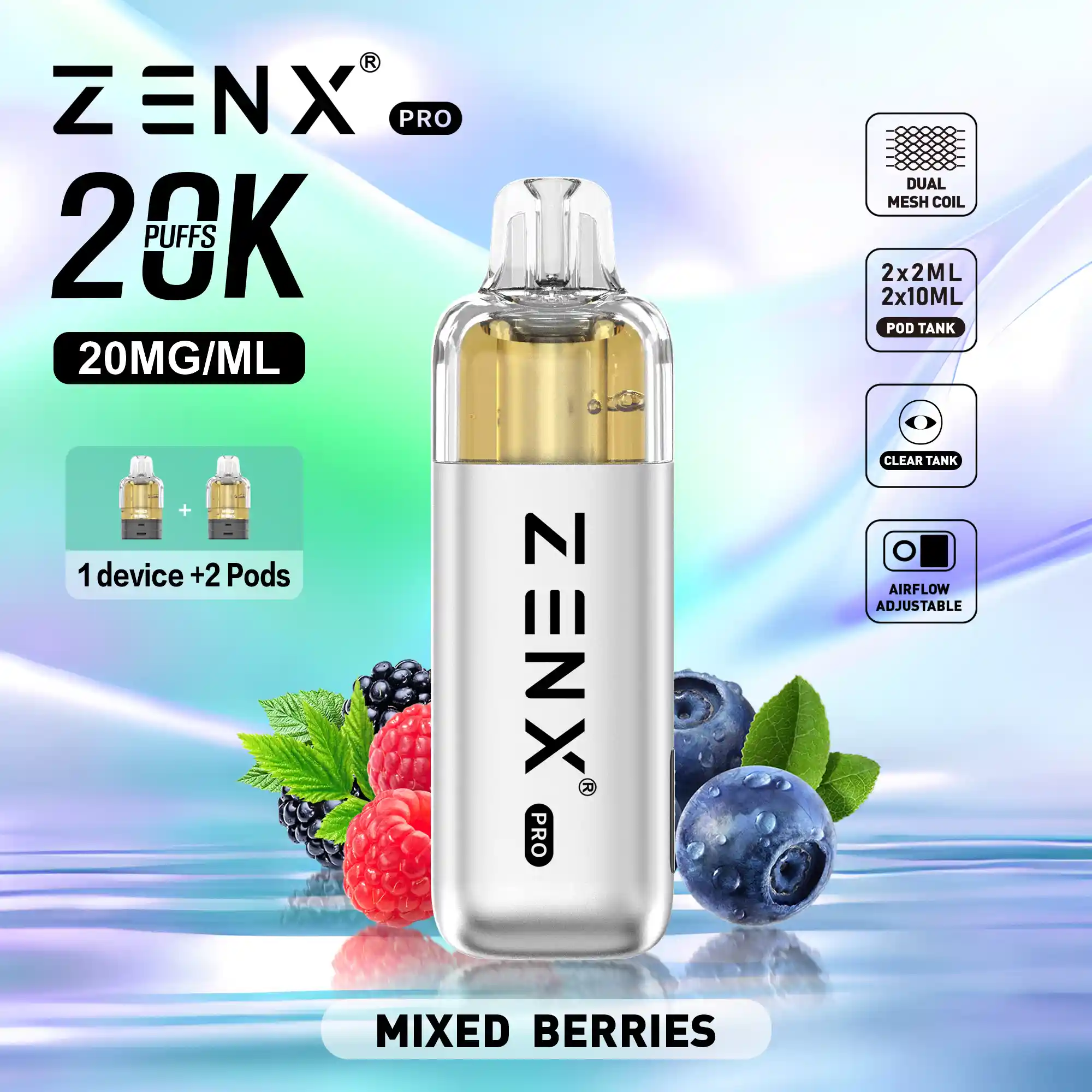 ZENX Pro Pod Kit Bundle - 2 Prefilled Pods (Nic 2%, 2ML+10ML)