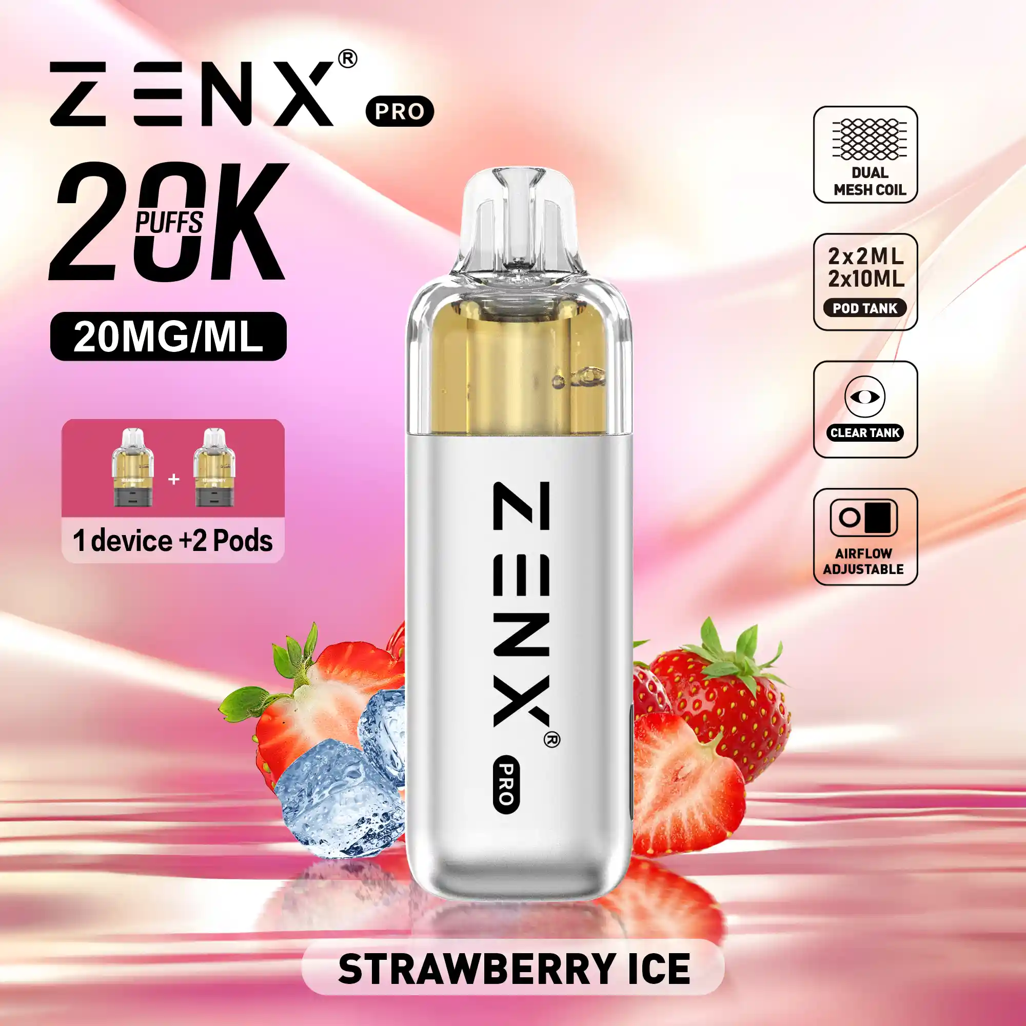 ZENX Pro Pod Kit Bundle - 2 Prefilled Pods (Nic 2%, 2ML+10ML)